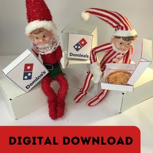 Christmas Elf sized Pizza with Box - Elf Prop Idea - Digital Download Print and make Yourself - Doll Accessory - Survival Idea