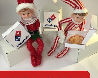Christmas Elf sized Pizza with Box - Elf Prop Idea - Digital Download Print and make Yourself - Doll Accessory - Survival Idea