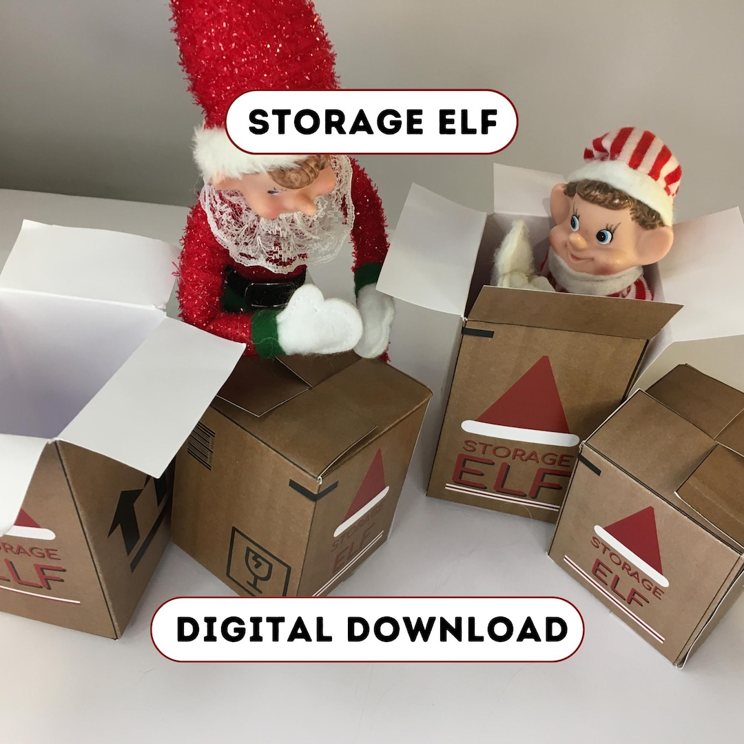 Stackable Boxes Elf Mini Storage Boxes Printable Christmas Elf Prop, Moving Boxes Doll ...