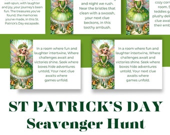 St Patricks Day Scavenger Hunt - Digital Download - Older Kids- Riddles - Indoor - Easy Print and Make Yourself