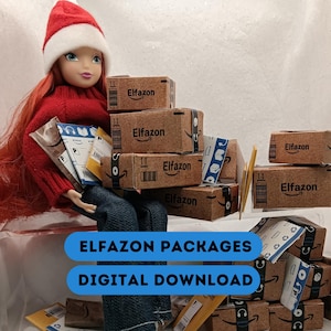 Elfazon Packages Imprimable | Mini boîtes Amazon pour elfe | Accessoires de lutin de Noël | Accessoires elfes | Ensemble de livraison | Téléchargement numérique
