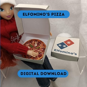 Printable Elfomino’s Pizza | Mini Pizza Box & Slice Set | Funny Christmas Elf Prop (Digital Download)