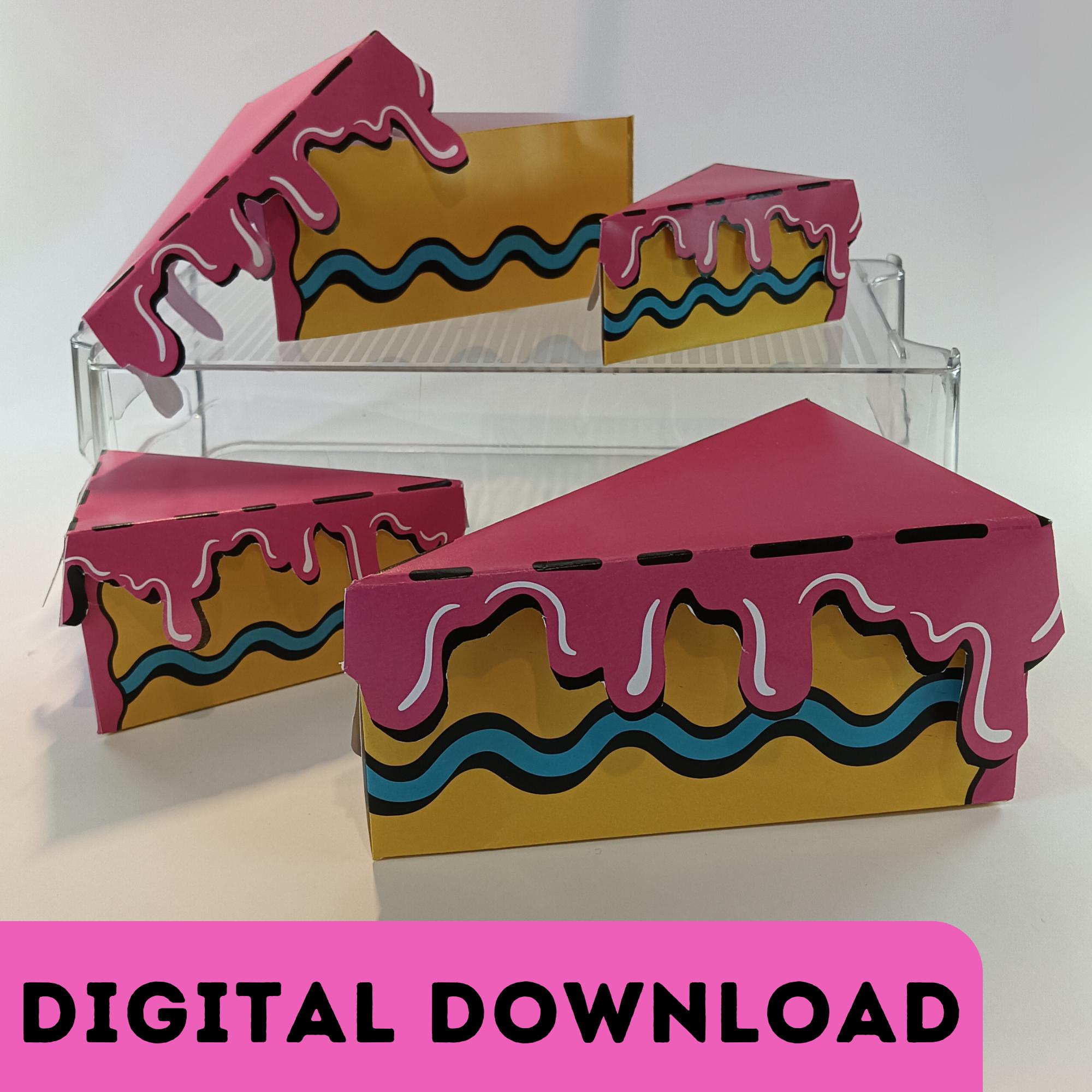 2D Cake Gift Box: Printable Party Favor Digital Download