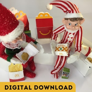 Elf Prop - Take Away Food - Instant Digitale Download - Afdrukbaar - Kerst Elf Idee - Survival Kit