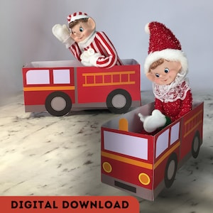 Christmas Elf sized Firetruck - Elf Prop Idea  - Digital Download Print and make Yourself - Doll Accessory - Survival Idea - Printable