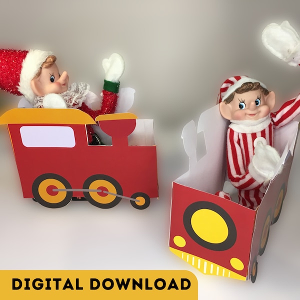 Christmas Elf sized Train - Elf Prop Idea  - Digital Download Print and make Yourself - Doll Accessory - Survival Idea - Printable
