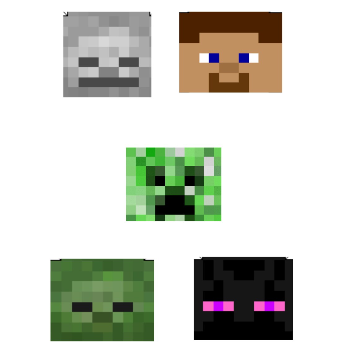 Classic Minecraft Characters Heads Easy Elf Idea Elf | Etsy