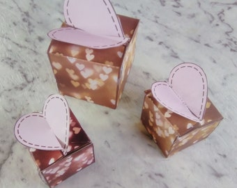 Heart Gift Box - Printable Surprise Box, Favour Box - Paper Boxes - Instant Digital Download - Print And Make Yourself