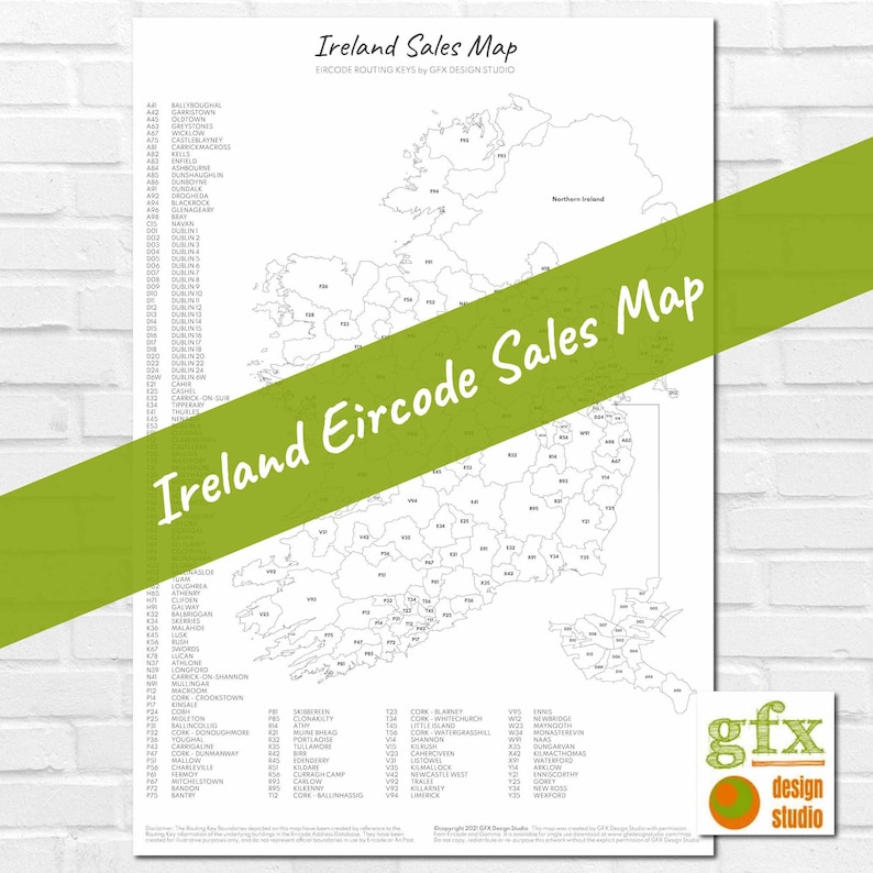Ireland Eircode Sales Map, Irish Postcode Map, Business Sales Map