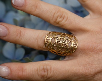 BOHEMIAN SEED of LIFE Ring - Brass - Ethnic Charm Bohemian Jewelry Harmony Natural Boho Festival Artisan Jewelry Everyday Rings for Women