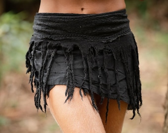 GAYA SKIRT - Black - Festival Earthy Tribal Handmade Natural Organic Bohemian Pixie Gypsy Style Fairy Boho Skirt