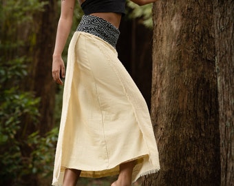 KYOTE LONG SKIRT - Yellow - Earthy Tribal Festival Handmade Clothing Wedding Natural Organic Bohemian Gypsy Skirt