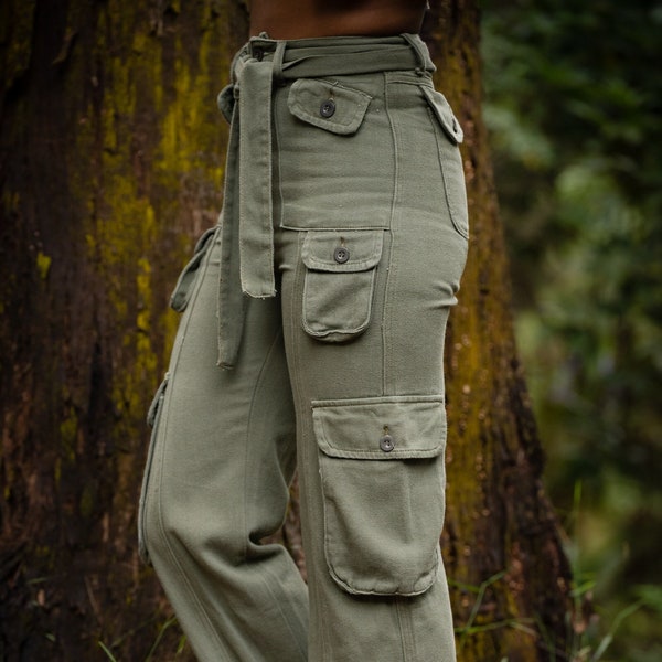 GARDEN PANTS - Boho Festival Tribal Organic Clothing Handmade Natural Earthy Gypsy Outdoor Style Adventure Bohemian Pockets  Pants