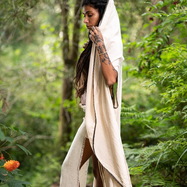 BEDOUIN KIMONO - Tribal Organic Festival Earthy Tribal Handmade Shamanic Boho Natural Icaro Bohemian Robe Long Dress Kaftan