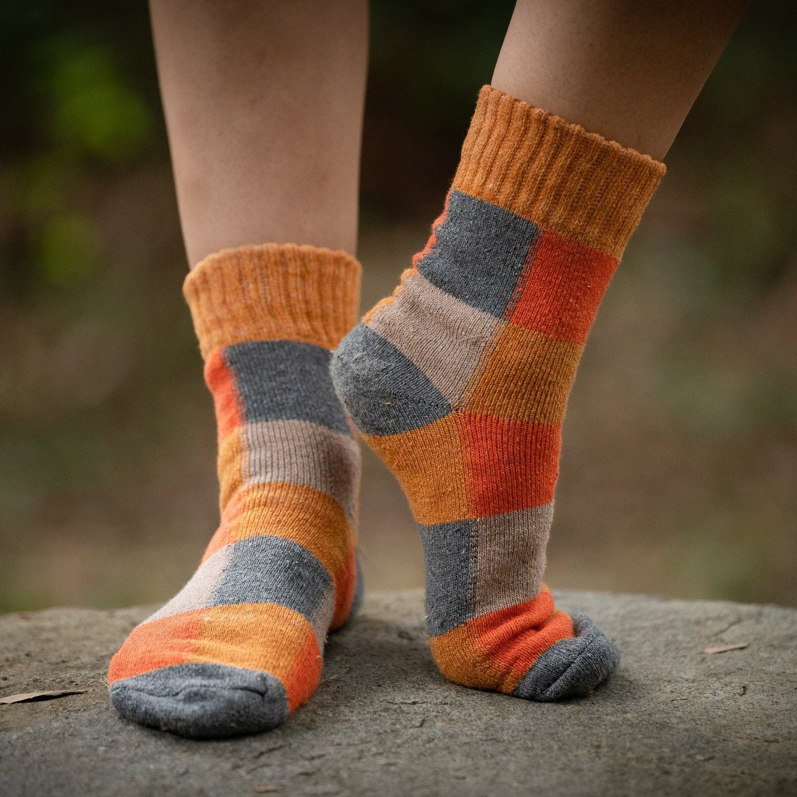Natural Wool Socks/ukrainian Crafts Socks/hand Knitting Wool Socks/gray  Warm Socks/christmas Gift for All Family 