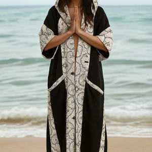 SHIPIBO KIMONO - Black - Tribal Organic Festival Earthy Tribal Handmade Shamanic Boho Natural Icaro Bohemian Robe Long Dress Kaftan