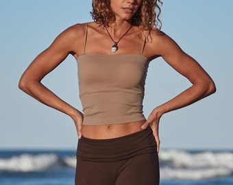 TUBE BRA TANK - Brown - Yoga Activewear Festival Earthy Clothing Cropped Top Sport Bra