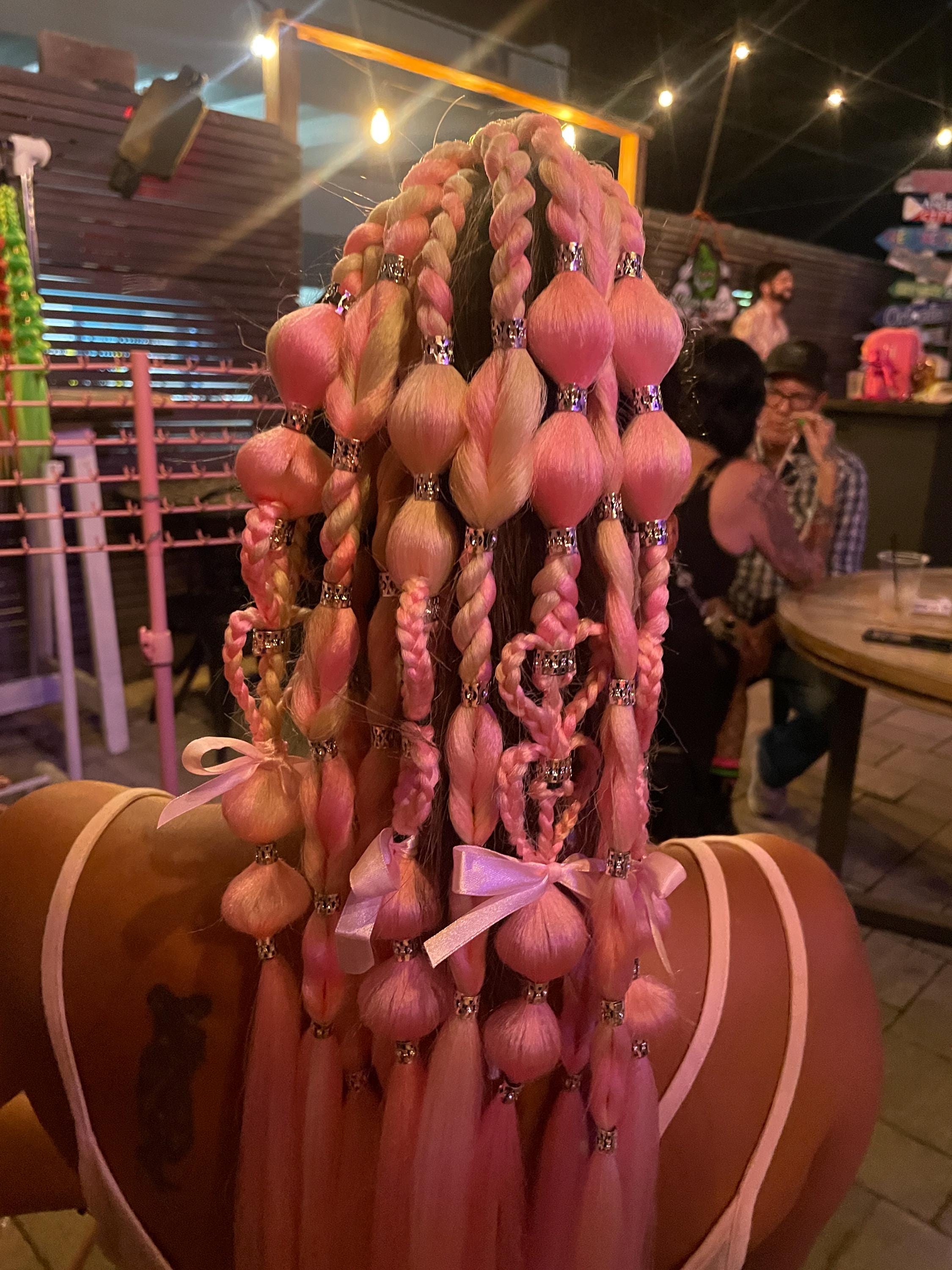 Pink & Blonde Hearts Rave Braids