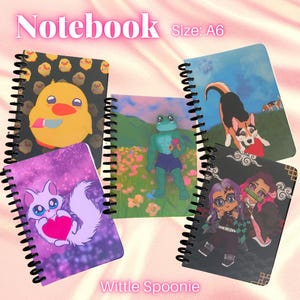 Cute A6 Notebooks | Line Paper | Back to School | Stationery | Office Supplies | College | Cute Animals | Anime | Demon Slayer Fanart