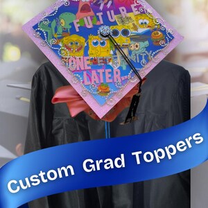 Adorno para birrete de graduación personalizado / Birrete de graduación personalizado / Decoraciones de graduación / Arte de fan / Arte por encargo / Retrato de mascota / Kawaii / Pegatinas
