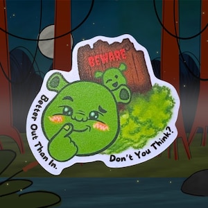 Shrek Frosted Stickers | Fart Jokes | Waterproof Stickers | Stationery | Silly Humor | Funny Stickers | Ogre | Onions | Swamp | Kawaii