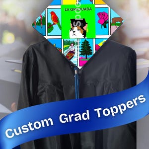 Adorno para birrete de graduación personalizado / Birrete de graduación personalizado / Decoraciones de graduación / Arte de fan / Arte por encargo / Retrato de mascota / Arte chibi / Arte kawaii