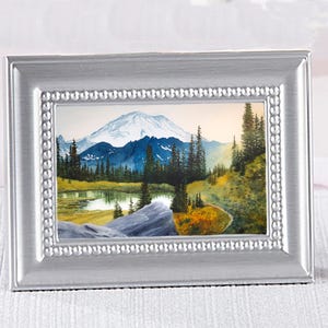 Mount Rainier: Silver Frame Watercolor Print - Naches Loop