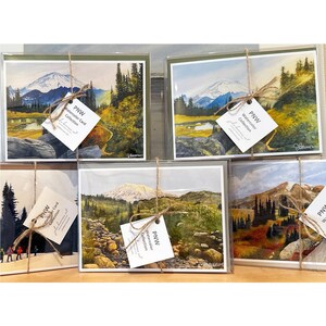 Coffret cadeau de cinq cartes de voeux aquarelles du nord-ouest du Pacifique