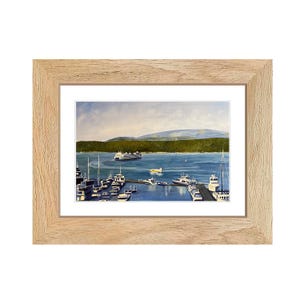 Friday Harbor Watercolor Print: San Juan Island Art, Wood Frame
