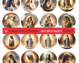 3D Ornament Blessed Virgin Mother Mary - XMas Christmas Snow Globe Design Bundles Laser Engrave/Sublimation/UV PNG File Clipart Template