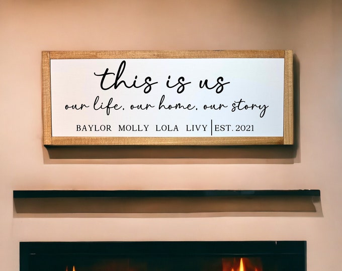 This is Us Sign | Framed Wood Sign | Farmhouse Living Room Decor ...