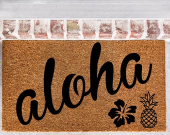 Aloha Doormat, Hawaii Aloha Doormat, Tropical Doormat, Beach Doormat, Beach House Doormat, Hawaii Decor, Tropical Decor, Aloha Decor