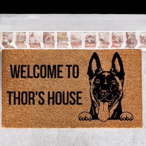 Belgian Malinois Doormat, Custom Belgian Malinois Doormat, Belgian Malinois Decor, Dog Doormat, Kennel Doormat, Pet Decor, Pet Doormat