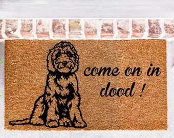 Golden Doodle Doormat, Goldendoodle Come On In Dood Doormat, Goldendoodle doormat, Labradoodle Doormat, Doodle Doormat, Doodle Decor