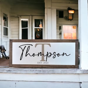 Personalized Last Name Sign with Names and Established Date, Anniversary Sign, Last Name Sign, Wedding Date Sign, Personalized Monogram Sign
