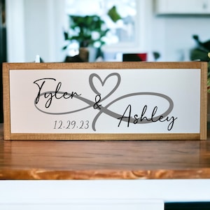 Personalized Heart Wall Decor, Wedding Gift for Couple, Wood Infinity Sign, Custom Infinity Sign, Infinity Wall Art, Anniversary Gift