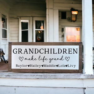 Personalized Grandchildren Sign, Grandchildren Make Life Grand Sign, Grandparents Sign, Grandparents Gift, Grandma and Grandpa Sign