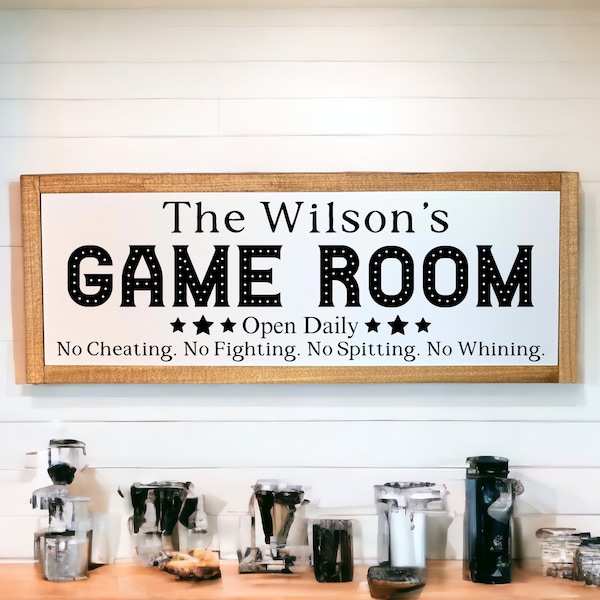Personalized Game Room Sign, Game Room Sign, Game Roon Decor, Rec Room Sign, Arcade Sign, Gaming Sign, No Cheating No Fighting No Whining