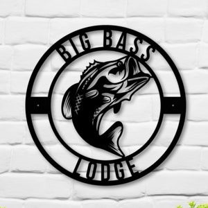 Metal Bass Fishing Sign, Metal Fishing Sign, Fishing Sign, Lakehouse Sign, Fish Sign, Bass Fish, River House, Camp Sign, Custom Camp Sign