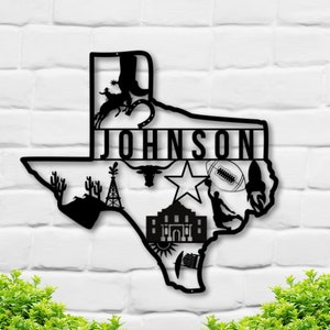 Texas Metal Sign: Custom Texas Sign; Texas Family Name Sign; Texas Forever Sign Texas Name Sign; Lone Star Sign; Cowboys Sign;Texas Football