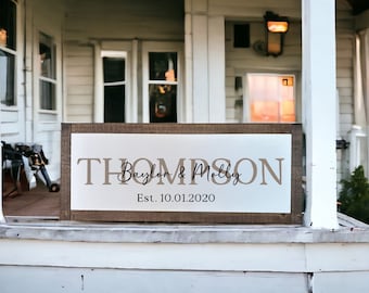 Personalized Last Name Sign with Names and Established Date, Anniversary Sign, Last Name Sign, Wedding Date Sign, Wedding Gift Sign