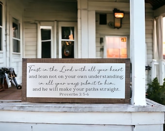 Proverbs 3: 5 - 6 Sign, Trust In The Lord Sign Faith Sign, Proverbs Sign, Bible Verse Wall Art, Scripture Sign, Jesus Sign, Scripture Decor