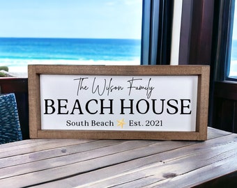 Beach House Sign, Personalized Beach House Sign, Beach House Decor, Beach House Sign With Location and Established Year, Beach Themed Sign