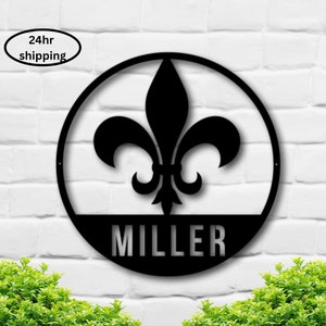 Metal Fleur De Lis Sign with Custom Name, Fleur De Lis Sign, Last Name Sign, Metal Name Sign, Metal Fleur De Lis, Custom Name Sign
