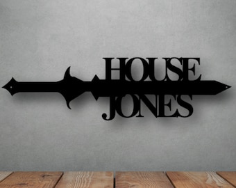 Custom Metal Sword Monogram; Sword with Family House Name; Custom Family Sword; Metal Sword; Medieval Sword