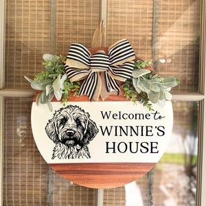 Custom Dog Door Hanger, Golden Doodle Door Hanger, Personalized Door Hanger with Dog, Dog Sign, Front Door Decor, Dog Door Hanger