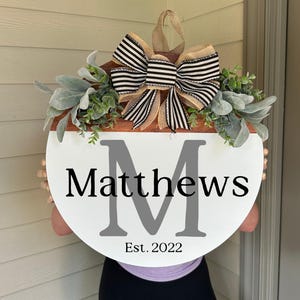 Front Door Hanger, Housewarming Gifts, Front Door Decor, Personalized Front Door Sign, Newlywed Gift, Family Name Sign, Entry Way Decor