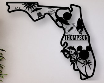 Custom Florida Sign; Metal Florida Sign; Florida Family Name Sign; Florida Gators Sign; Florida Beach Sign; Beachhouse Sign;