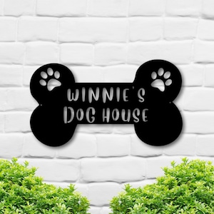 Custom dog name sign; Dog House Sign; Sign with dogs name; Personalized Dog Bones; Custom Metal dog Bones; personalized Metal dog bones