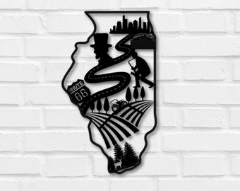 Illinois Metal Sign; Custom Illinois Sign; Illinois Family Name Sign; Chicago Sign; Illinois Decor; Chicaco Family Name Sign, Chicago Decor